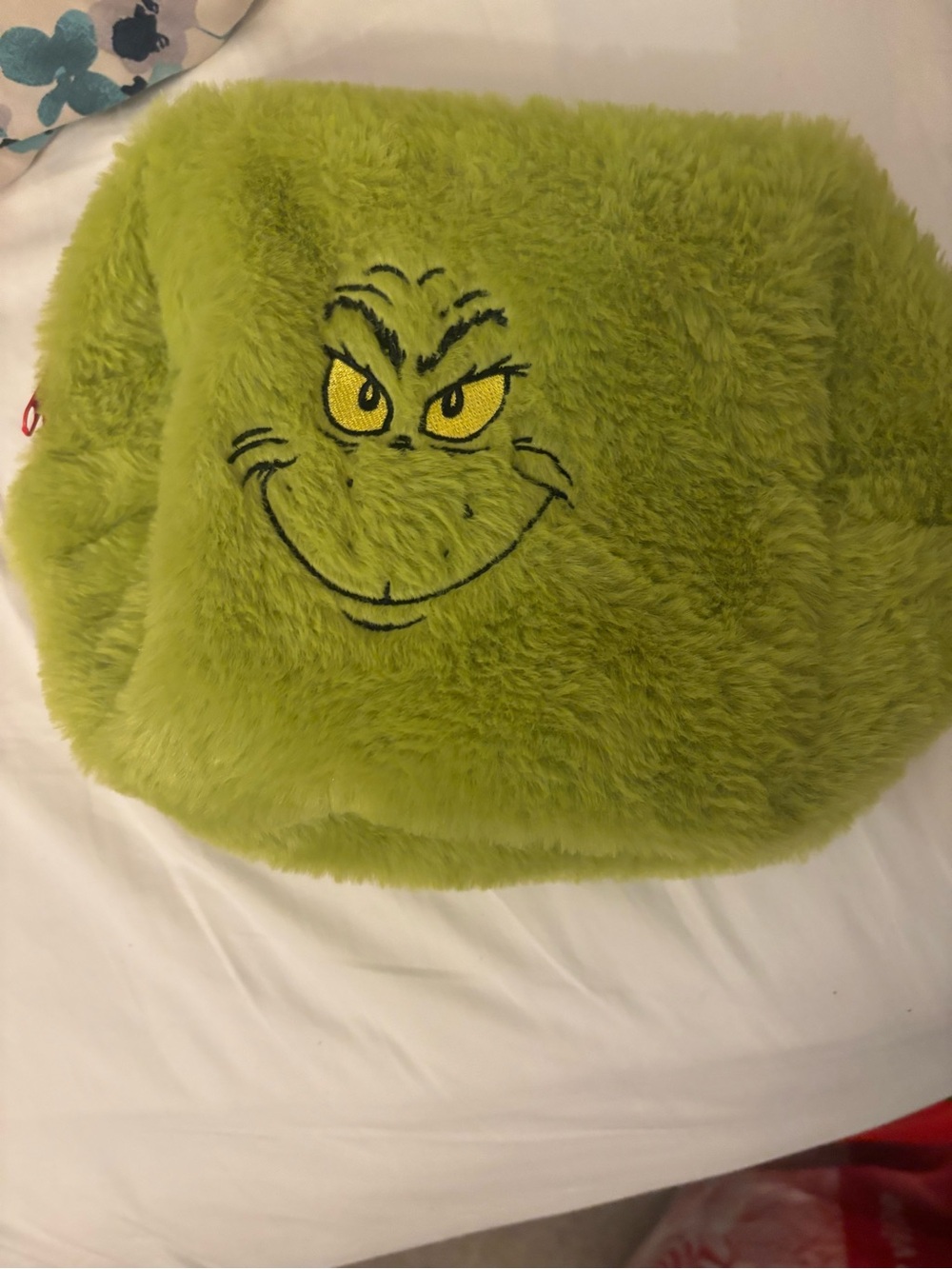 Green Grinch Plush Cosmetic Bag